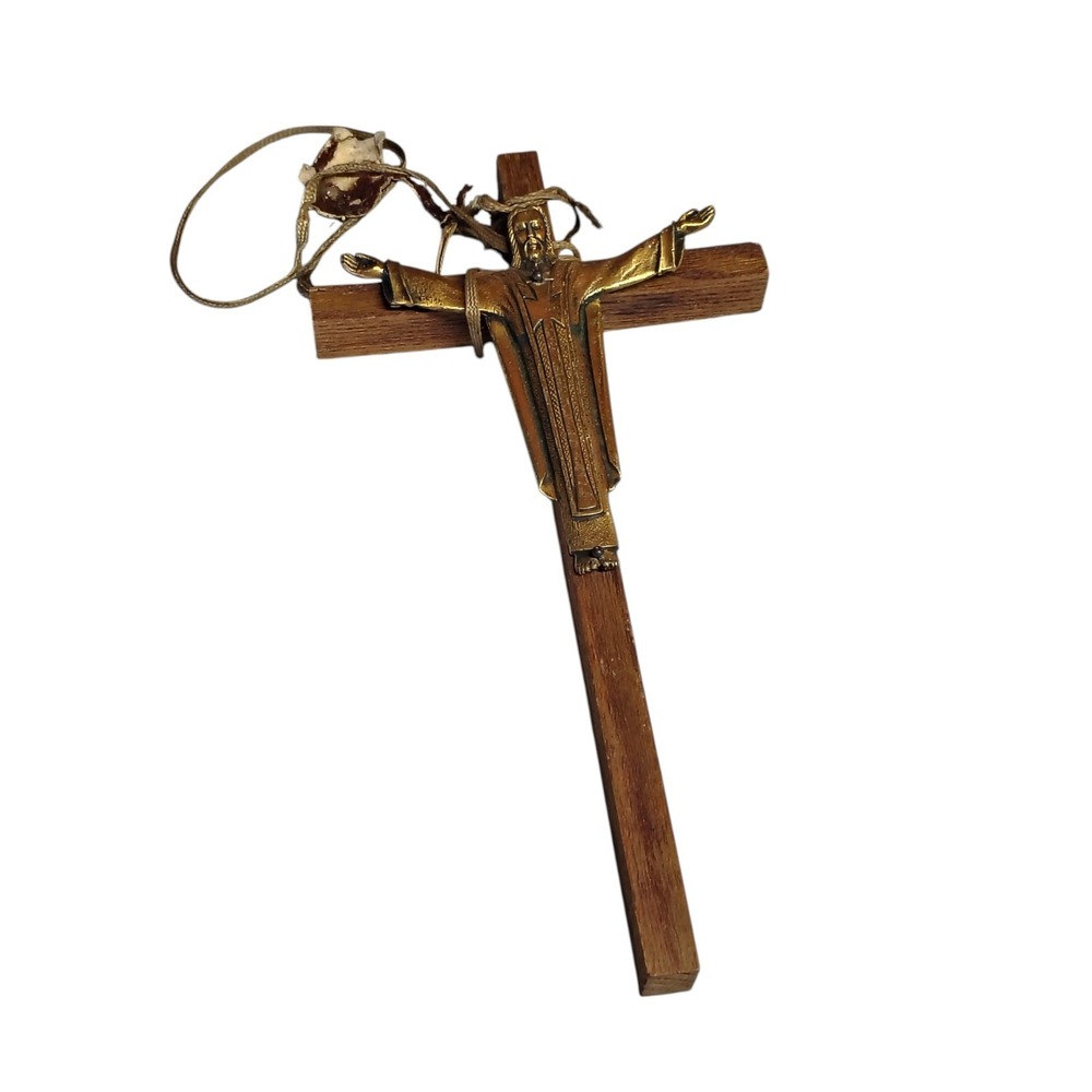Vintage wooden wall crucifix 10" x 5"